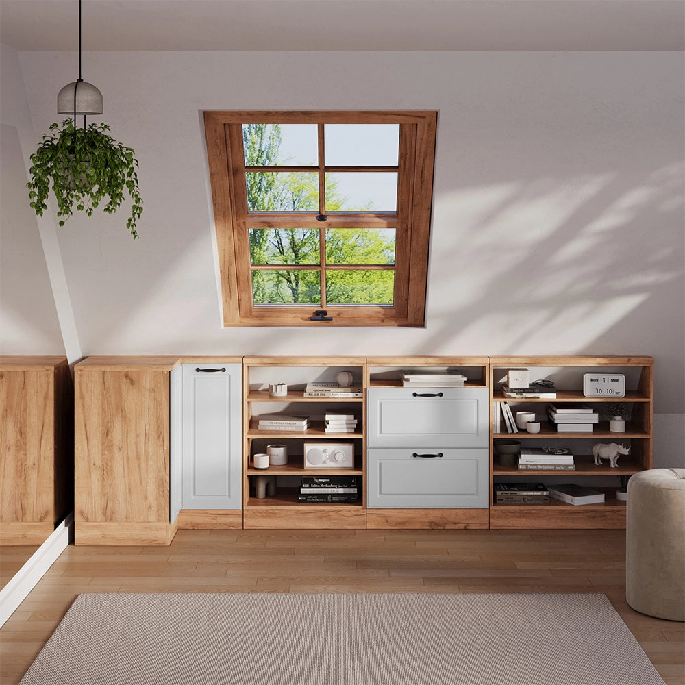 Mobile sottotetto Mobile angolare Rion Bianco rustico/Rovere dorato 75.6 x 83.8 cm con 1 porta Vicco