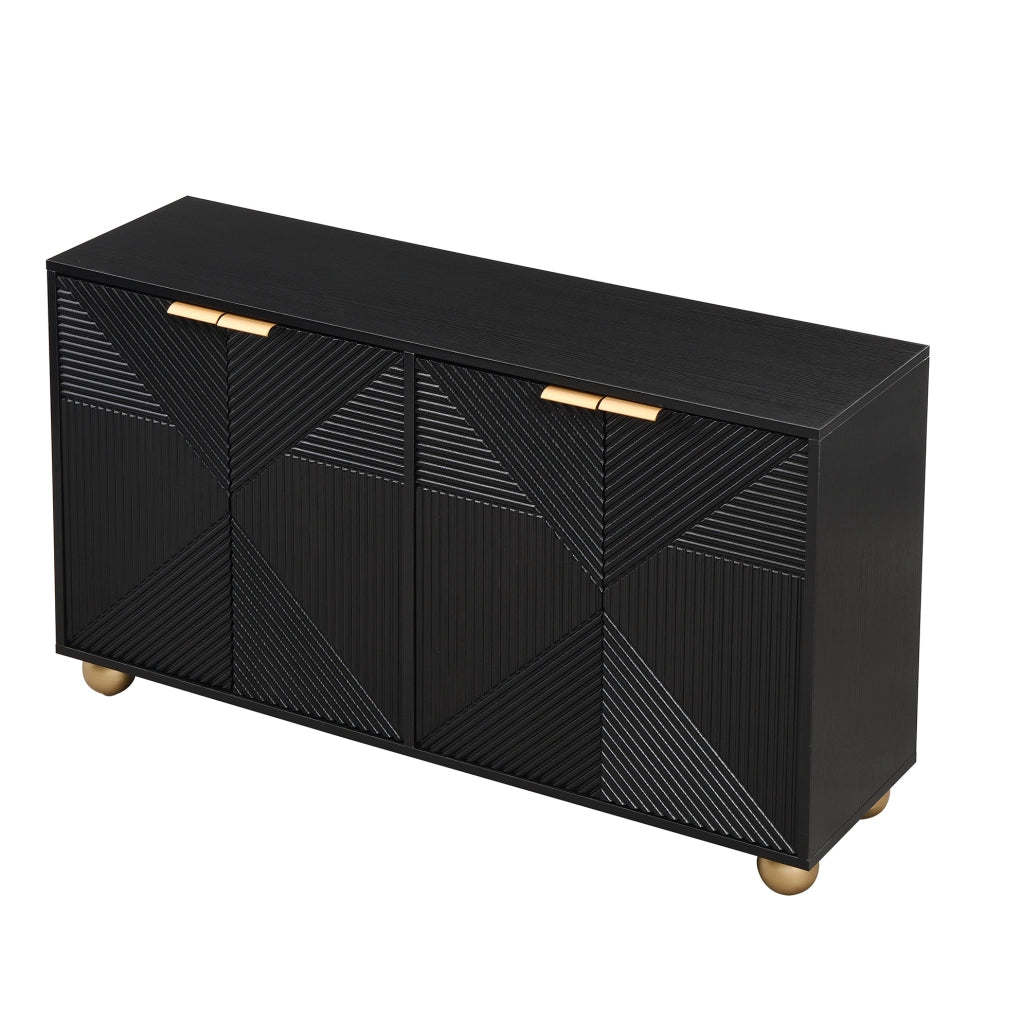 Credenza 120x35x71.5 cm con 4 ante; ripiani regolabili; MDF nero
