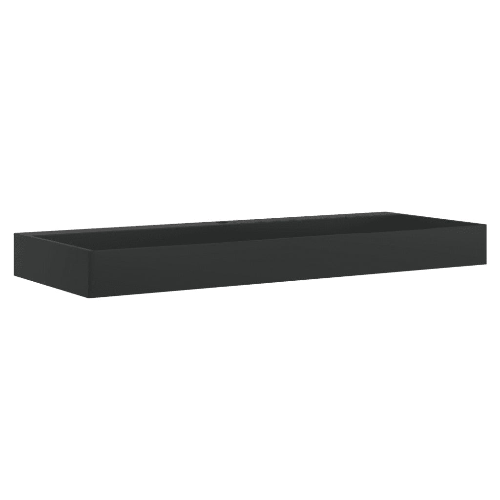 Lavandino-Lavabo 120x46x11 cm Blocco in Marmo/Minerale Nero Opaco
