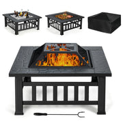 Braciere da esterno 3 in 1 81 x 81 x 50 cm mobile con caratteristiche di sicurezza ottimali atmosfera accogliente ferro nero 20_0020608