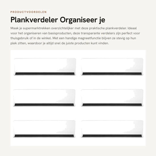 Organizzatore per pallet - 6 pezzi - Transparenza - Funzione magnetica - Adatto per prodotti base - 25 x 3 x 6 cm