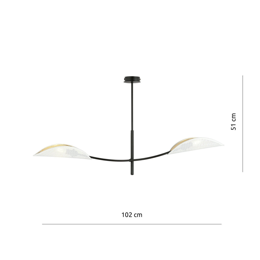 Plafoniera Emibig Lotus 2 luci E14 metallo nero/bianco oro