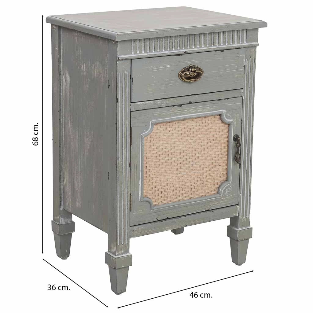 Tavolino in legno laccato blu con griglia  46x36x68h cm