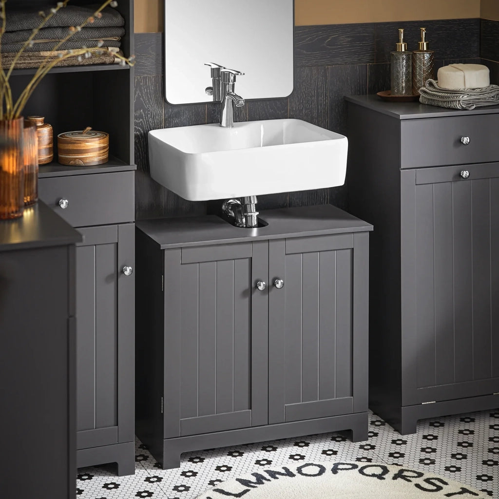 Mobile sottolavabo per Bagno con 2 Ante mobili bagno L60*P30*A60 cm Grigio BZR18-DG