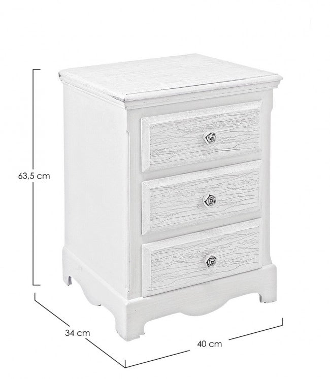 Cassettiera 3 Cassetti Legno Bianco Rustico da Interno - BLAINE