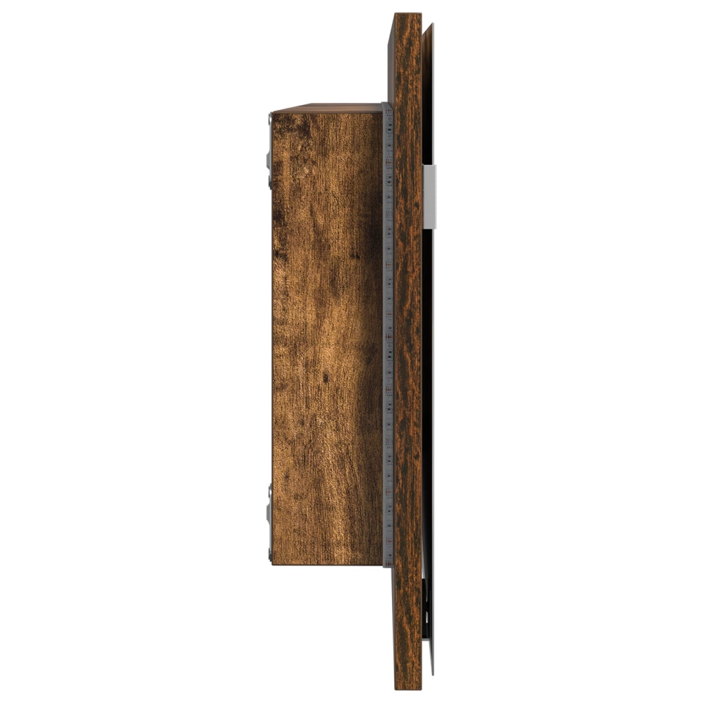 Armadio Specchio da Bagno  con Luce LED Rovere Affumicato 80x37 cm