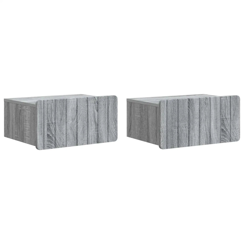 Set di 2 Comodini | Armadio da Notte | Mobiletto da notte a muro Grigio Sonoma 49 x 34,5 x 24 cm