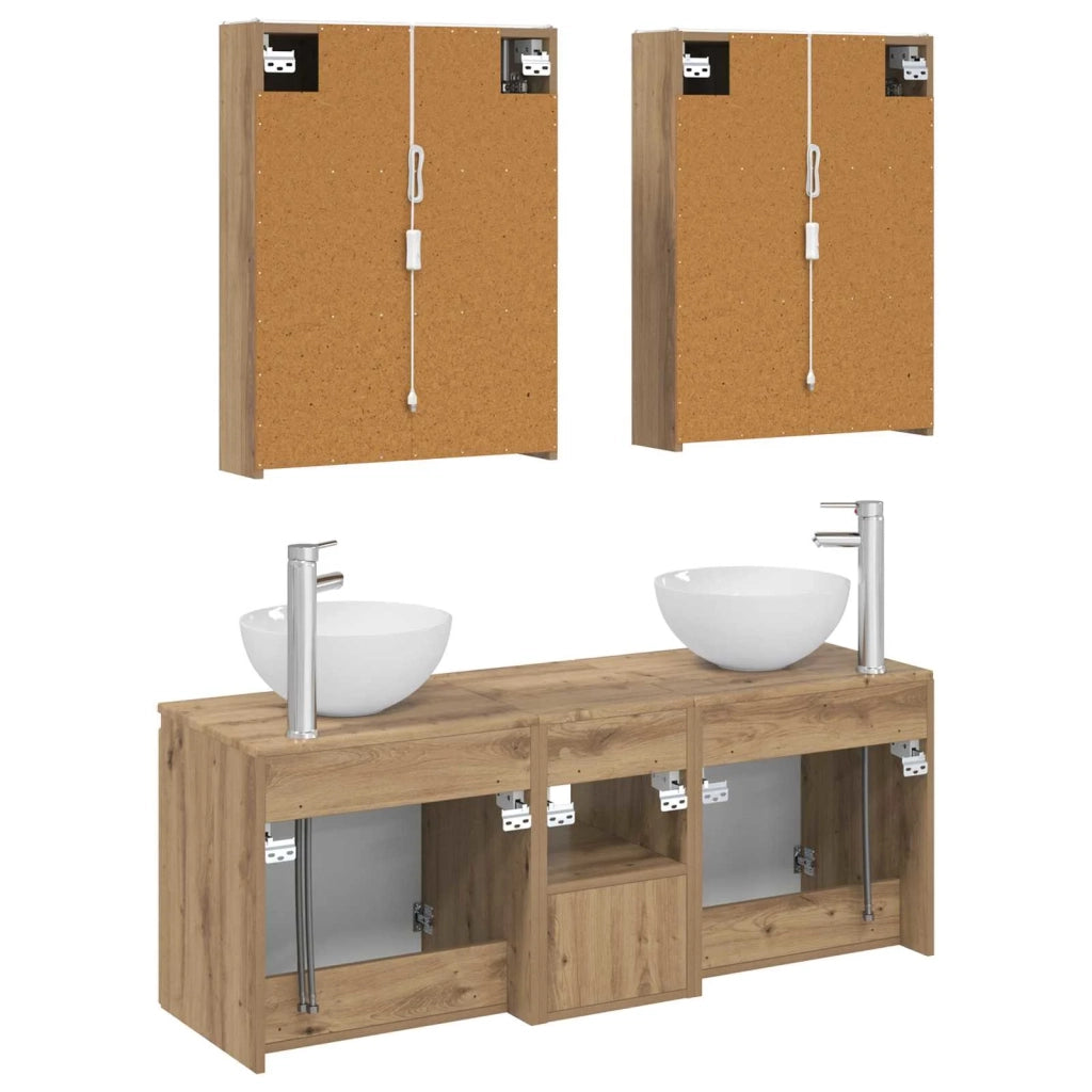 Set di Armadi da Bagno 5 pcs Rovere Artigianale 3406374