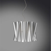 Lampadario a sospensione cinque luci luci FOLIO paralume in Polilux Argento diametro 60x h32 cm