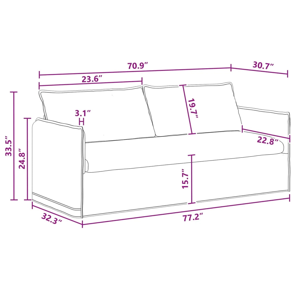Divano Grigio scuro 196 x 82 x 85 cm Tessuto