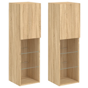Mobili TV con Luci LED 2pz | Armadietto TV | Mobile Porta TV Rovere Sonoma 30,5x30x102 cm