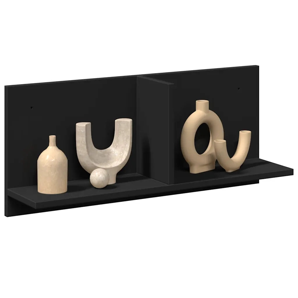 Armadietto a Muro | Mobile a Parete 70x16,5x30 cm Nero in Legno Multistrato