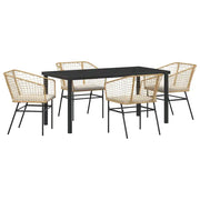 Set da Pranzo per Giardino 5 pz | Set Salotto da Giardino Marrone polyrattan