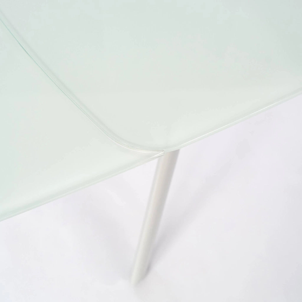 Tavolo Allungabile 140/175/210x90x76 cm in Metallo con Top in Vetro Bianco