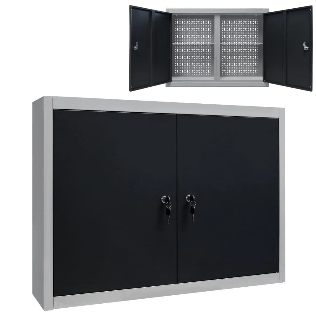 Armadio portautensili a parete armadio portautensili organizer portautensili portautensili pinze martelli 80 cm metallo grigio e nero 02_0003808