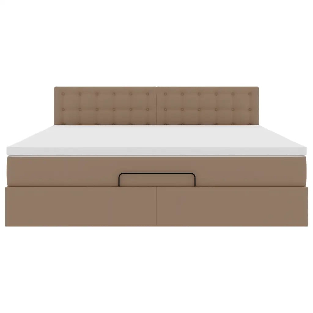 Pouf Letto con Materassi e LED Cappuccino 160x200cm Similpelle 3312166