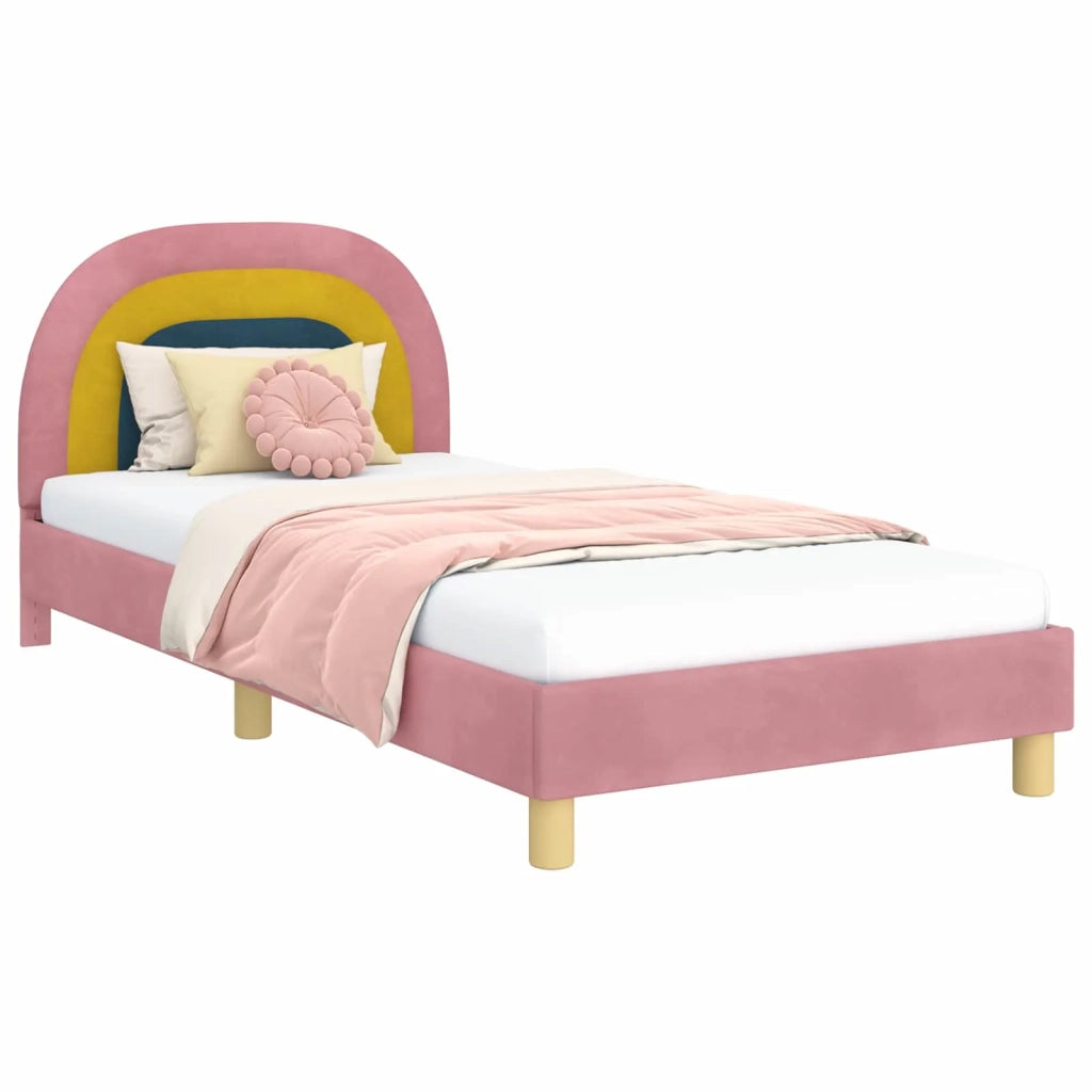 Struttura letto bambini con testata Rosa 90 x 200 cm Velluto 42011013