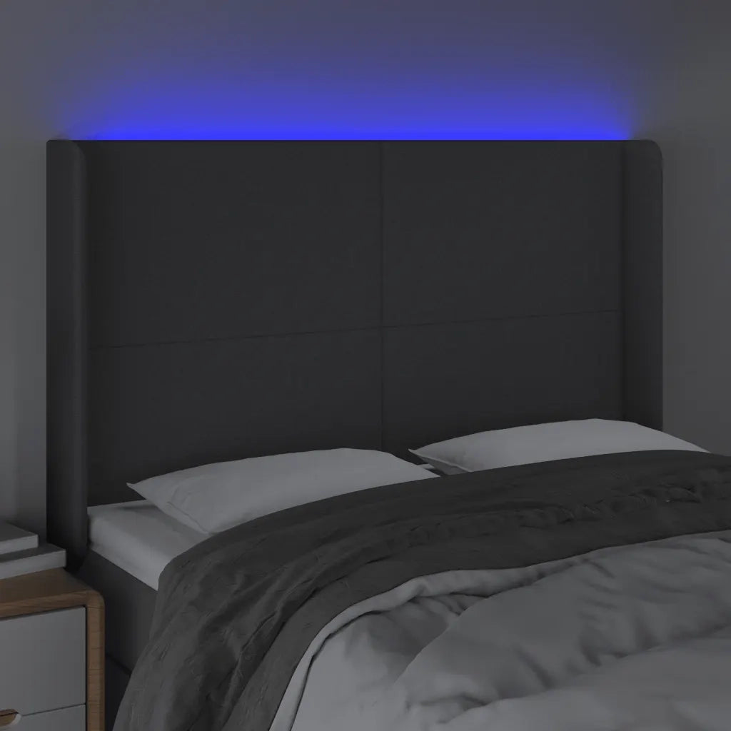 Testiera a LED GrigioScuro 147x16x118/128cm inTessuto 3123767