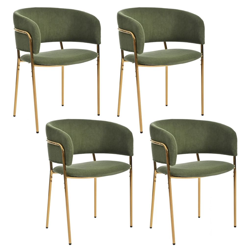 Sedia da Pranzo con Schienale Ergonomico e Piedini Regolabili, in Metallo e Legno, Verde