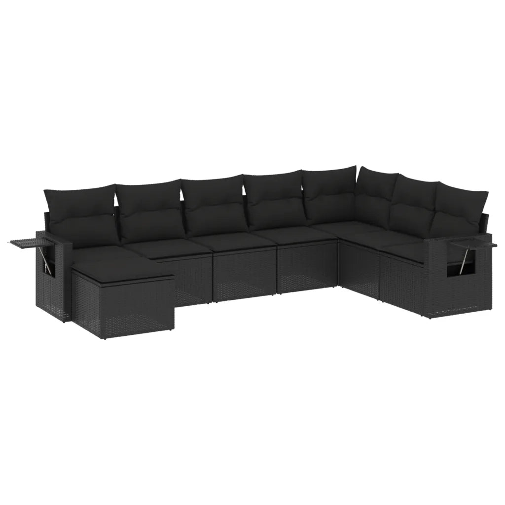 Set Divani da Giardino con Cuscini 8 pz Nero in Polyrattan 3220554