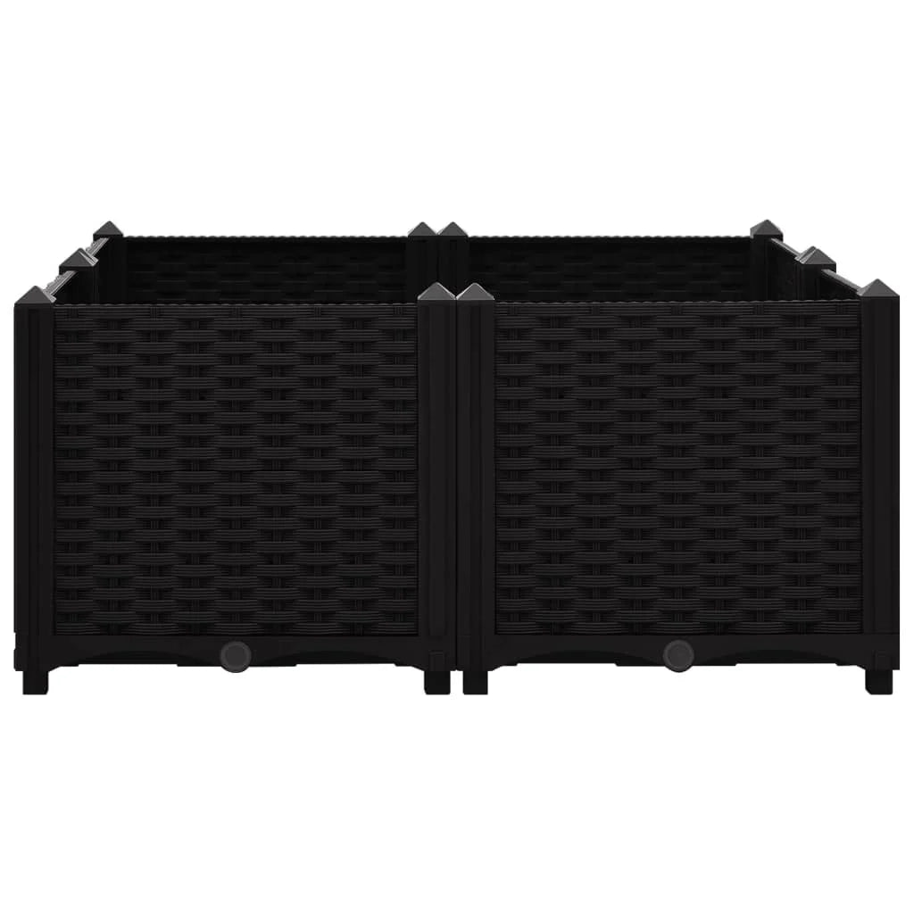 Fioriera rialzata per piante e fiori giardino 80 x 80 x 38 cm polipropilene nero 02_0000959