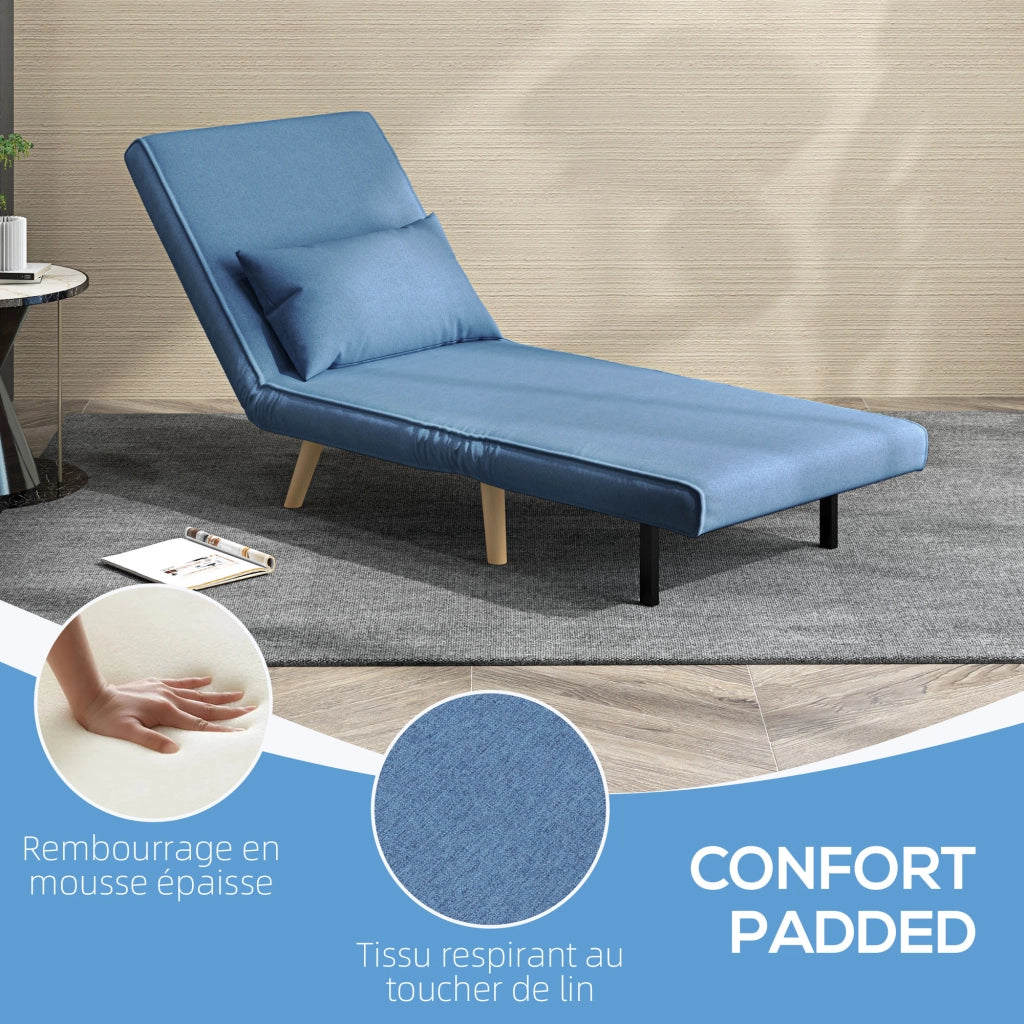 Poltrona letto singolo imbottita con cuscino ¨C Minimal ¨C blu 80x200 cm
