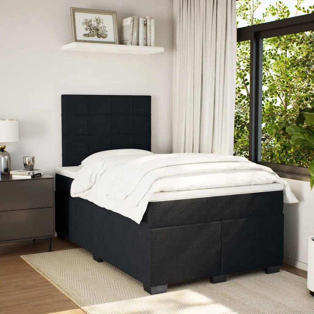 Giroletto a Molle con Materasso Nero 120x200 cm in Velluto