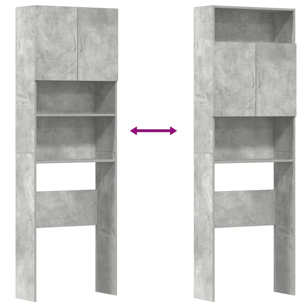 vidaXL Mobile Lavatrice Grigio Cemento 64x24x190 cm Legno Multistrato