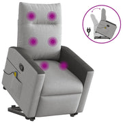 Poltrona | Sedia Relax Alzapersona Massaggi Reclinabile Grigio Nuvola Tessuto