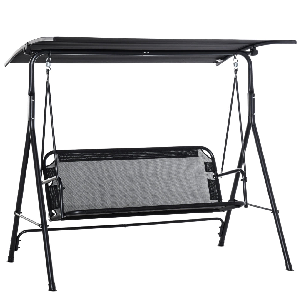 EasyComfort Dondolo da Giardino Terrazza 2 Posti con Tettuccio Regolabile in Metallo e Texteline 172x110x155cm Nero