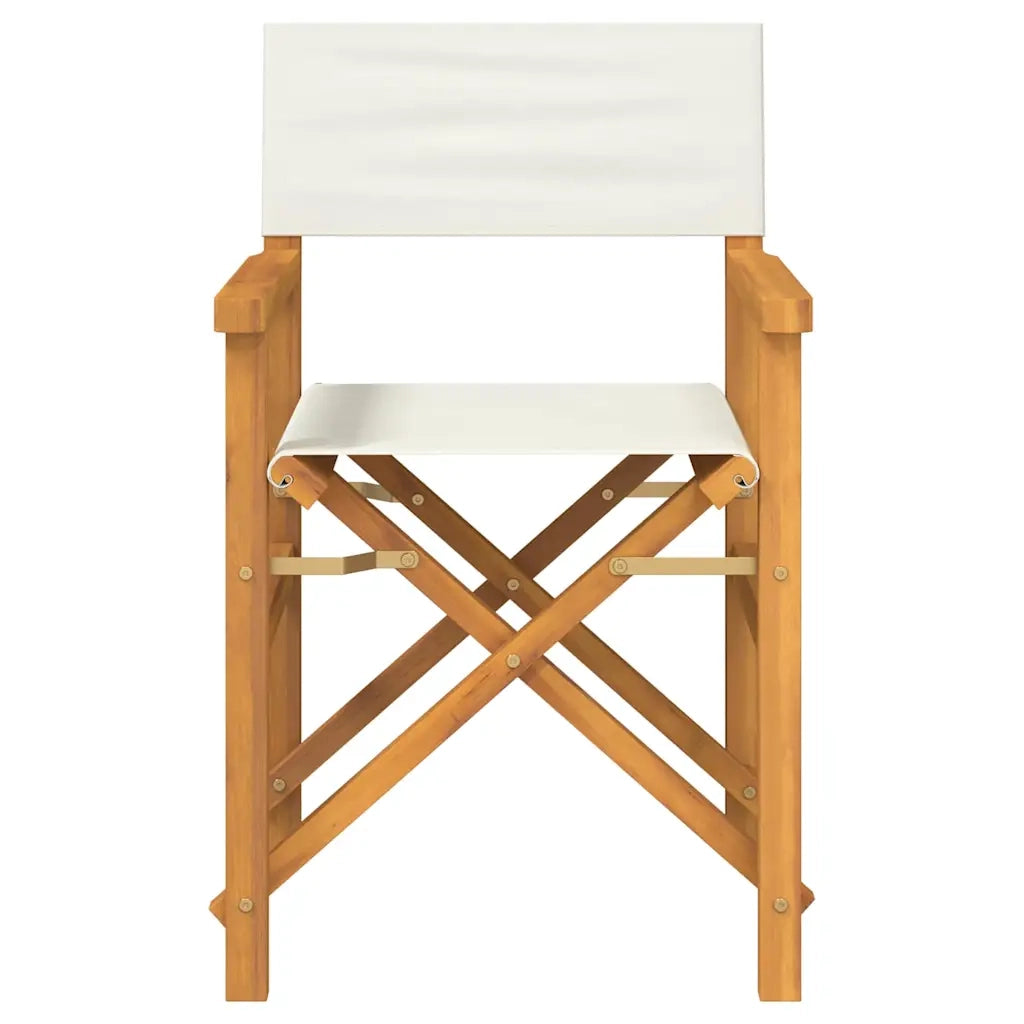 Sedia da Giardino | Sedia da Regista Pieghevole Crema in Legno Massello di Teak