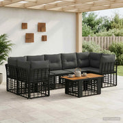 Set Divano da Giardino 8 pz Nero e Grigio scuro polyrattan 3437837