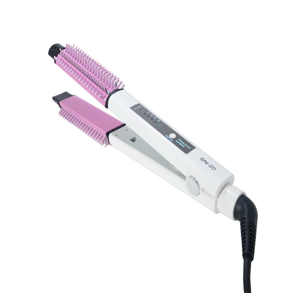 Trade Shop - Spazzola Elettrica Liscia Capelli Crea Onde Piastra Indicazione Temperatura Sn20 -