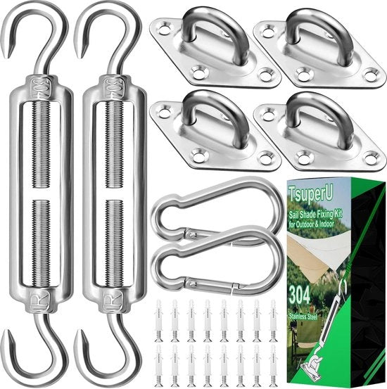 Set di fissaggio di tenda per accessori da giardino con chiodo a molla in acciaio inossidabile M6, per fissaggio di tenda con chiave a tre punte o rettangolare, spanna per pergola, balcone, set di fissaggio idropofico 40 pezzi