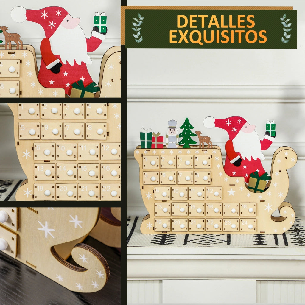 Calendario dell'Avvento con 24 Cassetti ¨C Minimal ¨C Legno Naturale 22.5x8x36 cm