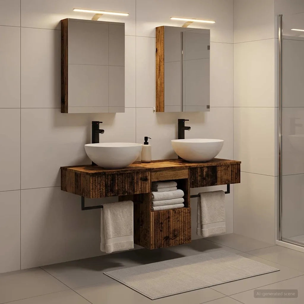 Set di Armadi da Bagno 5 pz Legno antico Legno ingegnerizzato 3406277