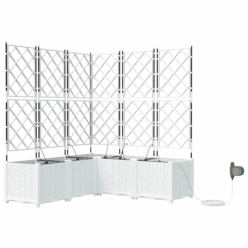 Vaso da giardino 5 pz-Set di 5 Fioriera da Esterno-Contenitore per Piante Bianco Acciaio 789075