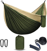 Sacco da Campeggio e Escursionismo con Paracadute Portatile - Sacco da Giardino per Attività All'Aperto Ultraleggero in Nylon - Sacco da Campeggio 2 Persone in Tonalità Cachi e Verde Militare
