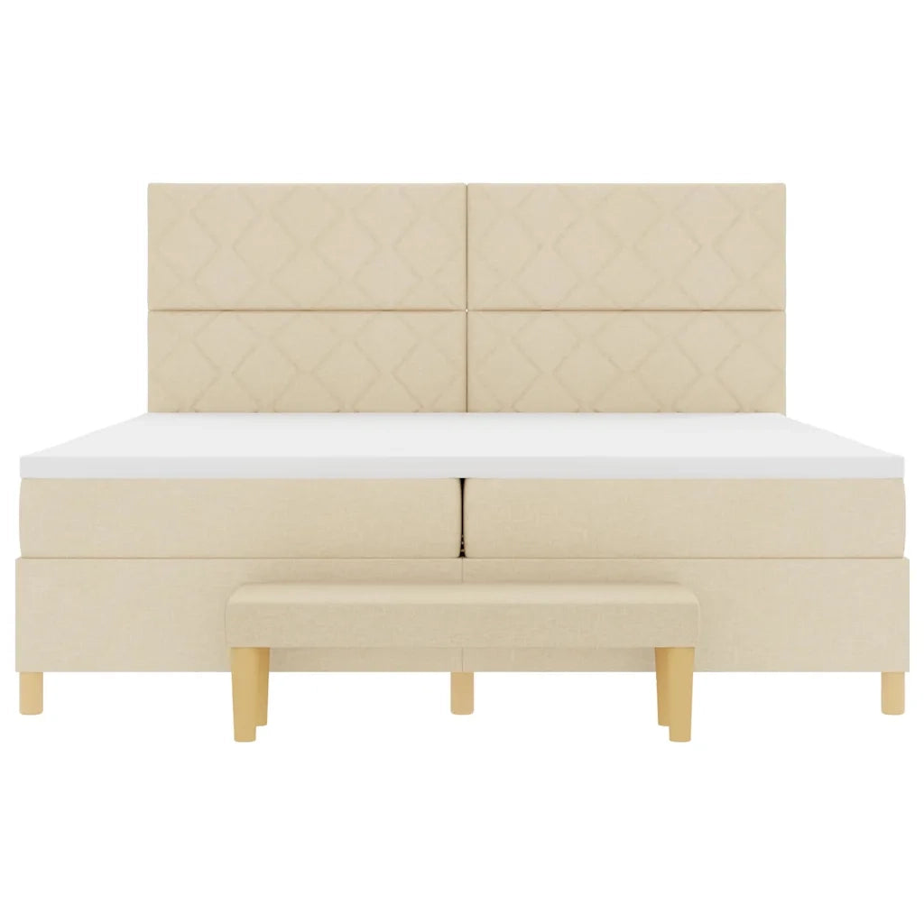 Letto a molle con materasso Crema 200 x 200 cm Tessuto 3344406