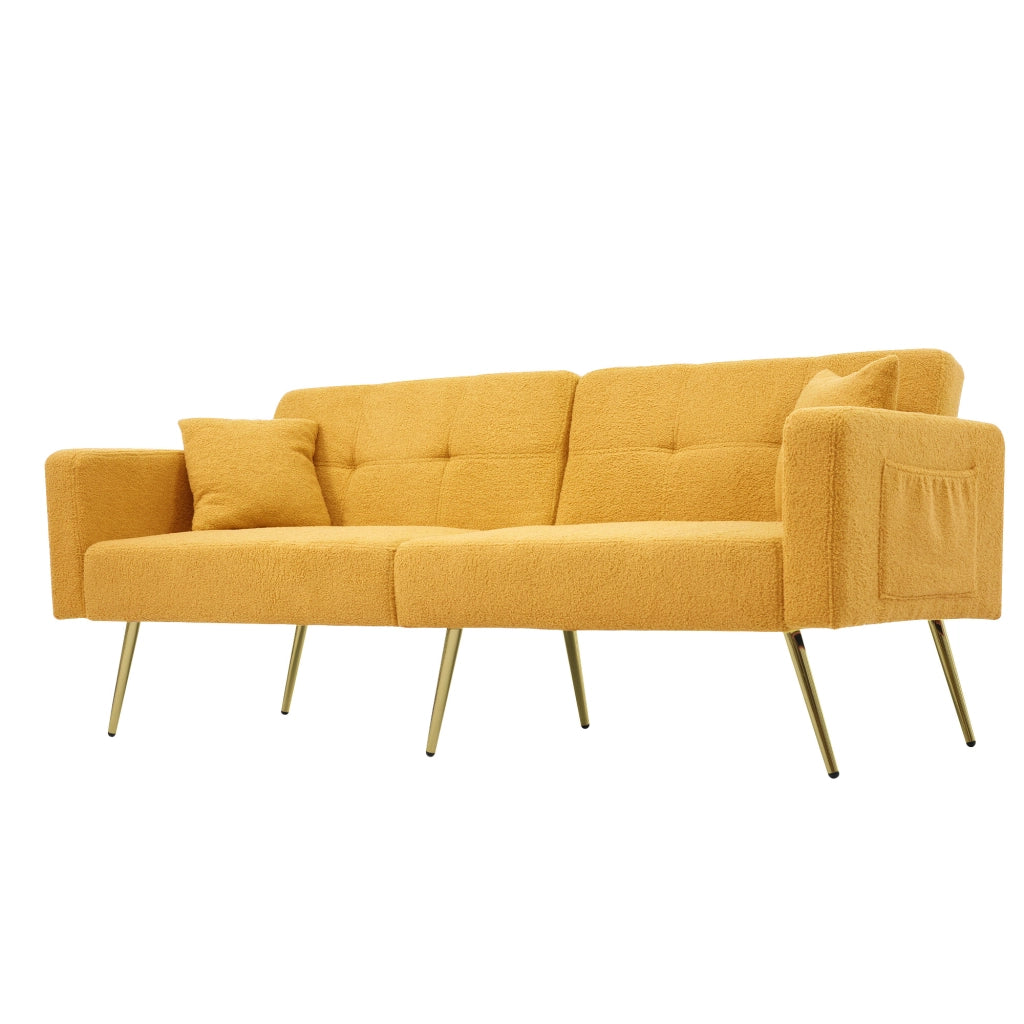 Divano Letto con Contenitore, Cuscini e Gambe Dorate ¨C MINIMAL ¨C Tessuto