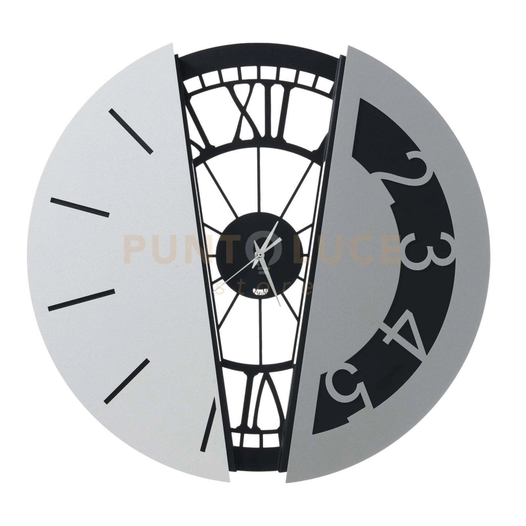 Orologio da parete di design composto Metamorphosi Nero, bianco marmo e alluminio