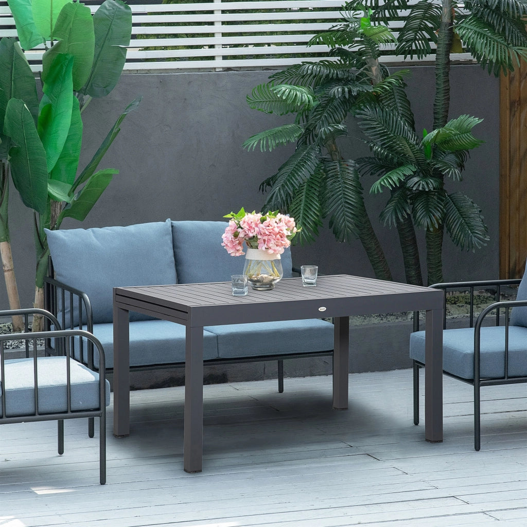 Tavolo da Giardino Allungabile per 8-10 Persone, in Alluminio, 135-270x90x75cm, Grigio
