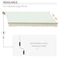 Tenda da Sole Avvolgibile a Caduta con Manovella, in Alluminio e Poliestere, 3x2.5m, Bianco