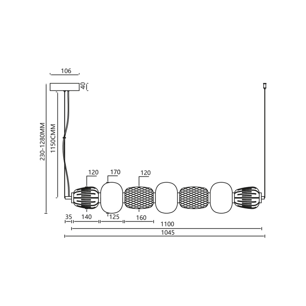 Lampada a sospensione Caro oro vetro LED 42W Milagro