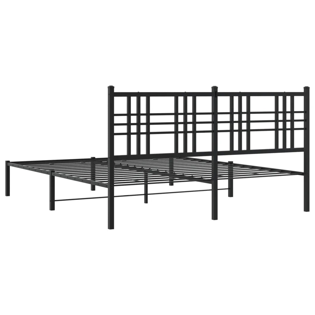 Giroletto con Testiera in Metallo Nero 150x200 cm 376326