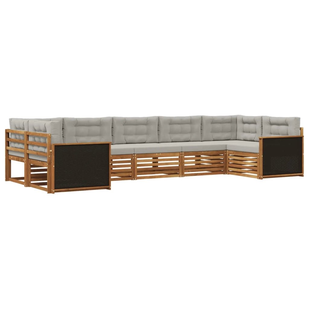 Set di divani da esterno 7 pz Naturale e Grigio Chiaro 3383794