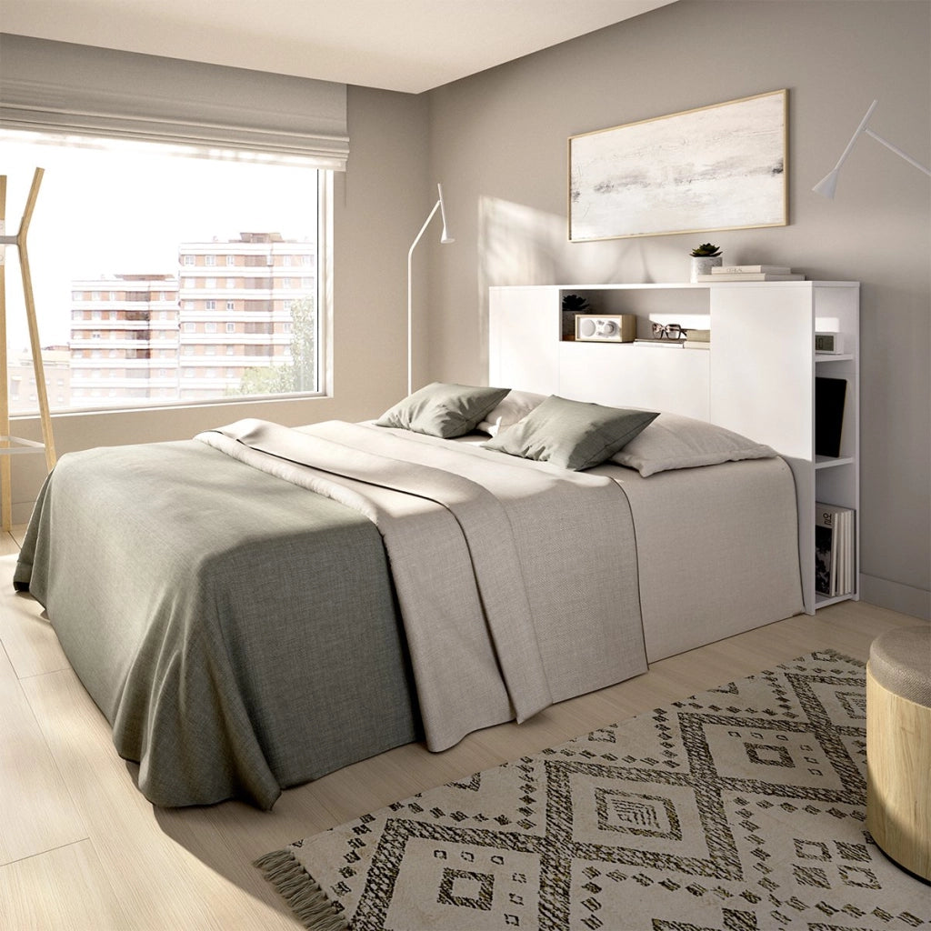 Bonner, Testiera Letto Vani Libreria, 23x157 cm Bianco
