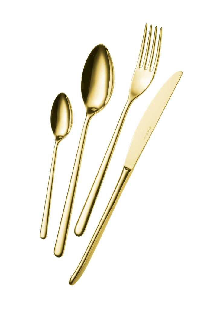 Servizio Set di Posate 24 Pezzi in Acciaio 18/10 PVD Eme Venice Tin Gold