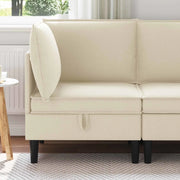 Divano Angolare con Storage Crema Velluto