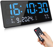 Orologio digitale per parete, 15,5 pollici grande orologio digitale per parete, orologio per parete con secondi, temperatura, data, settimana, orologio digitale per parete con funzione standard per soggiorno cucina ufficio
